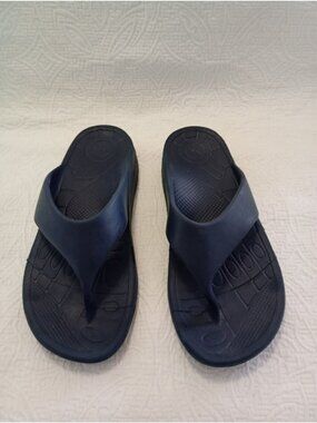 Aetrex Mens Navy Orthotic Sandals Size 10 Comfortable Arch Support Flip-Flops